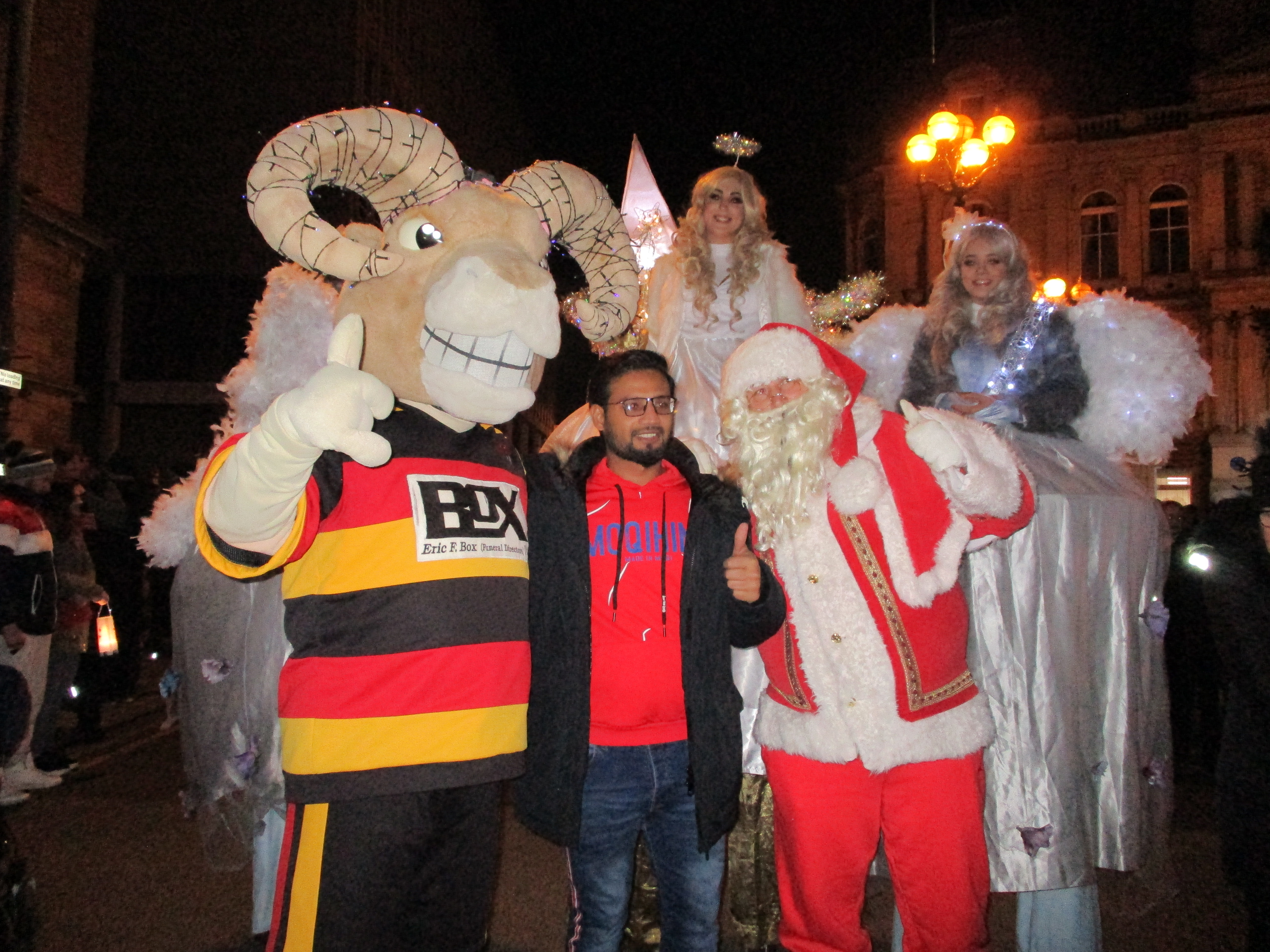 Roger The Ram attended Dewsbury Christmas lights switch on